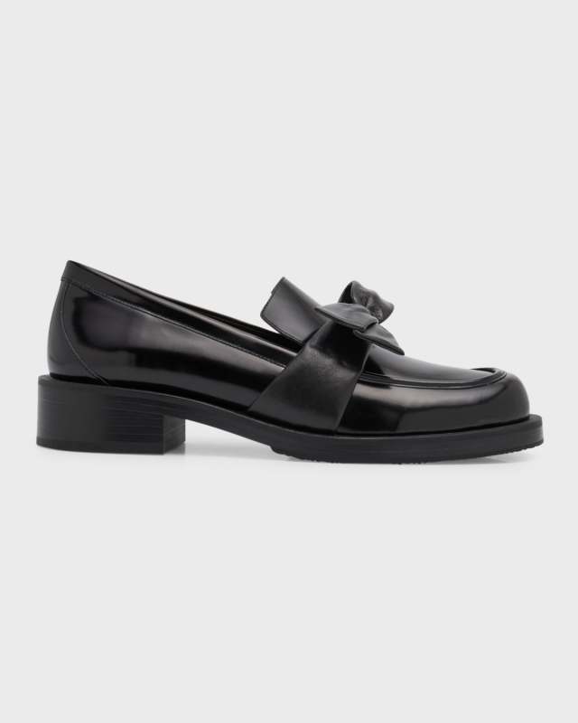 Sofia Bold Leather Bow Loafers